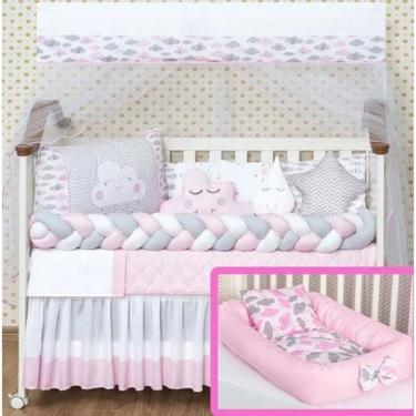 Imagem de Jogo Enxoval Bebe Com Caminha E Almofada Rosa Macio Menina