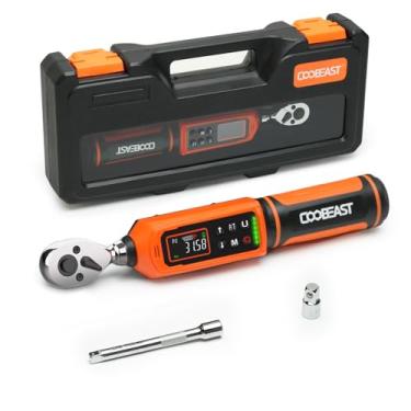 Imagem de coobeast Chave de torque digital, conjunto de chaves de torque eletrônico de 3/8 com valor predefinido (0,9 a 60 Nm), campainha e flash LED, cinco unidades de chave de torque para bicicleta, bicicleta