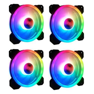 Imagem de Kit 4 Cooler Fan Rgb 120mm 12cm Dupla Face Para Gabinete - Xway, RGB