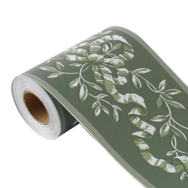 Imagem de Papel de parede autoadesivo de 10 m/32,8 pés, bordas de parede de PVC para cozinha, banheiro, quarto, decoração de parede