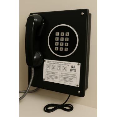 Imagem de Telefone Público Antigo Retrô Vintage Decorativo, 40 x 23 cm, Cores Disponíveis, Modelo Orelhão Brasileiro (Preto)