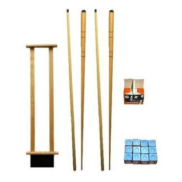 Imagem de Kit Taqueira Lousa 4 Tacos 1,45m 1 Cx Giz Azul E Br  Sinuca - Tacolând