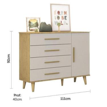 Imagem de Cômoda Infantil Ambiente Ludmila Off White Bétula - Carolina Baby