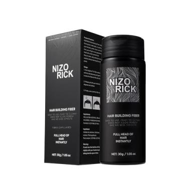 Imagem de NIZORICK Fibras de cabelo para queda de cabelo, fibras de construção de cabelo instantaneamente mais grossas e mais cheias, oculta a perda de cabelo, enchimento em pó fino para mulheres e homens (30 g