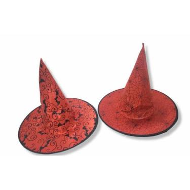 Imagem de Chapéu Bruxa Estampado Morcego Estrela e Teia Halloween - D' Presentes