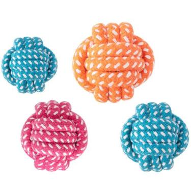 Imagem de Brinquedo para cães e gatos bola de corda de algodao pet - PONTO DO NE