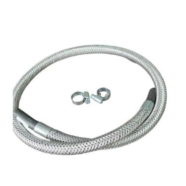 Imagem de Kit mangueira flexivel prata malha de aço 1m tm x tm para gás + 2 abra