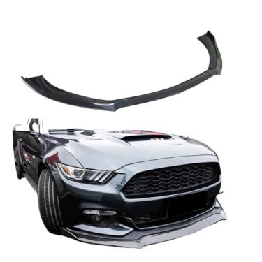 Imagem de Para-choque dianteiro de carro compatível com Mustang 2015-2020, spoiler, proteção contra respingos, kit de carroceria, aparência de fibra de carbono, preto brilhante, 3 peças(Glossy Black)