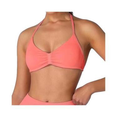 Imagem de Top De Sutiã Halter Com Tiras Finas E Suporte Alto Para Mulheres, Sem 