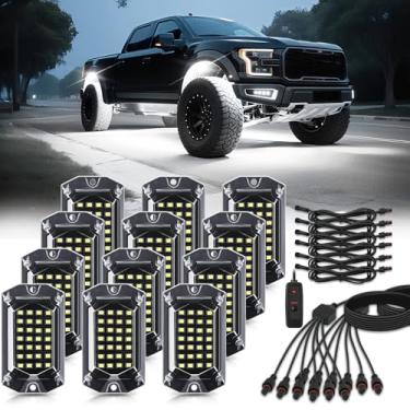 Imagem de 12 cápsulas de luzes de LED brancas puras de ângulo total para caminhões, jipes, carrinho de golfe, captador off-froad, quadriciclo, UTV RZR, SUV, 28 LEDs 6500K, kit de brilho branco super brilhante à