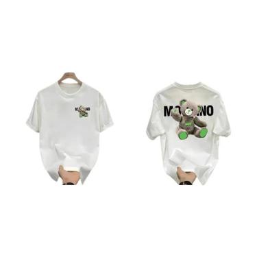 Imagem de Camisetas De Algodão Com Estampa De Urso Unissex, Manga Curta, Marca A