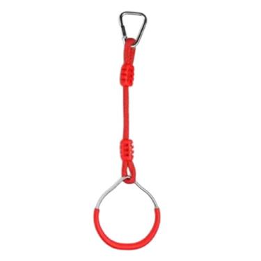 Imagem de menolana Anel de ginástica para crianças, escalada, pull-up, balanço portátil resistente, anel de selva, pista de obstáculos para treino de força, Vermelho