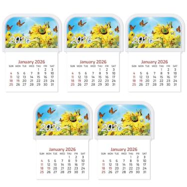 Imagem de Resurhang 5 peças 2026 mini calendário adesivo mensal para carro, parede, cartões de visita, carro, caminhão, laptop, geladeira, escritório em casa (girassol)