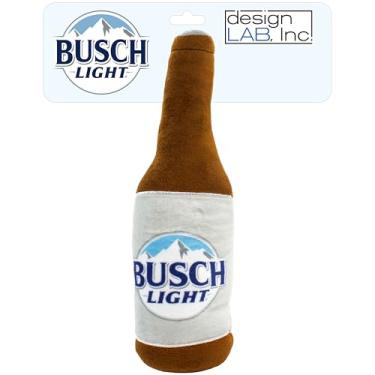 Imagem de Design LAB Busch Light Dog Toy | Garrafa de cerveja de pelúcia com Squeaker para cães | Brinquedo interativo médio de 30 cm para buscar e mastigar