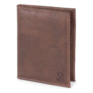 Imagem de Carteira Masculina Slim Porta Cartão Casual Couro Legítimo Casual(MARROM ESCURO)