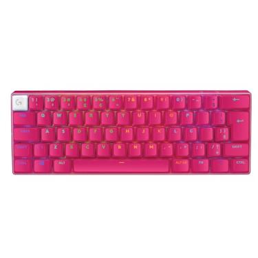 Imagem de Teclado Mecânico Gamer Sem Fio Logitech G PRO X 60 LIGHTSPEED com Design Ultra Compacto TKL 60%, Switch Óptico GX Tactile, RGB LIGHTSYNC, Conexão Bluetooth ou USB, Compatível com Windows- Rosa Magenta