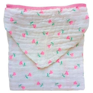 Imagem de Toalha de Banho Fralda Soft Capuz Infantil Criança Menino Menina Enxoval 100% Algodão Premium (Tulipa)
