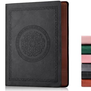 Imagem de Fetinar Caderno pontilhado de couro com 300 páginas, caderno pontilhado de couro macio para mulheres e homens, caderno de 300 páginas para viagens, negócios, trabalho, escritório, anotações escolares,