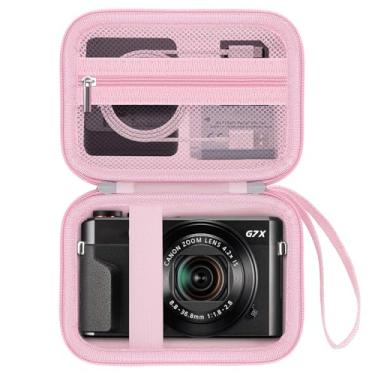 Imagem de HESPLUS Capa Protetora Para Câmera Digital Canon Powershot G7 X Mark Ii/G7X Iii/G9 Ii, Bolsa Rígida Armazenamento De Viagem, Bolso Malha Cabos, Baterias, Rosa