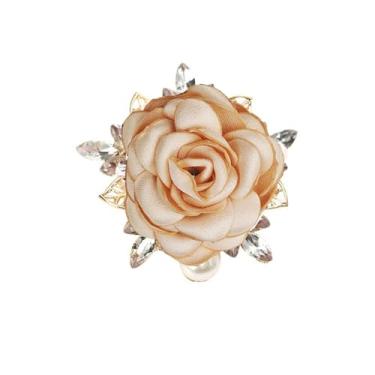 Imagem de Chamvino Vestido de casaco feminino strass e tecido pérola broches de flor rosa, damas de honra de festa de casamento, Zinco Zinco veludo, Strass Pérola