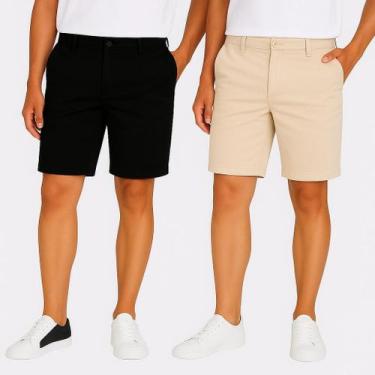 Imagem de Kit 2 Bermuda Colorida Sarja Jeans Masculino Diversas Cores - Prime St
