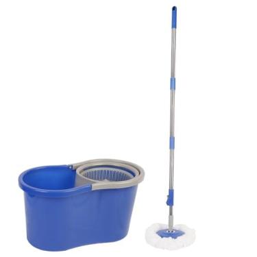 Imagem de Mop Giratório 360º com Balde Duplo Sistema de Torção com Cesto Centrífugo, Haste Ajustável, Refil de Microfibra, Ideal para Todos os Tipos de Piso, Praticidade e Eficiência na Limpeza