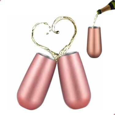 Imagem de Kit 10 Copos Taça Champanhe Vinho Espumante Drink 180ml Aço Inox Luxo (Rose)