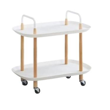 Imagem de Carrinho Organizador Prateleira 2 Andares Branco Rodinhas Plástico Banheiro Cozinha Lavanderia Escritório
