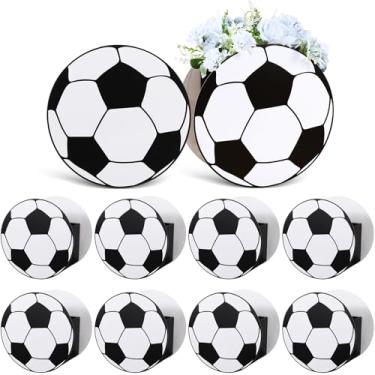 Imagem de AmazingSpark Pacote com 8 sacos de presente pretos com 16 sacos de presente em formato de futebol para festas esportivas, caixa de papelão DIY e pontos de cola, sacolas temáticas de futebol para