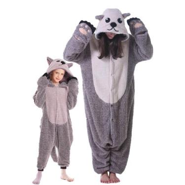 Imagem de Pijama de flanela Animal Onesie DarkCom Sea Otter para adultos cinza