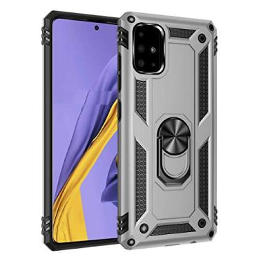 Imagem de SORAKA Capa para Samsung Galaxy A51 4G com suporte de anel capa armadura para Samsung Galaxy A51 4G Capa traseira de policarbonato rígido com placa de metal para celular magnético suporte de carro