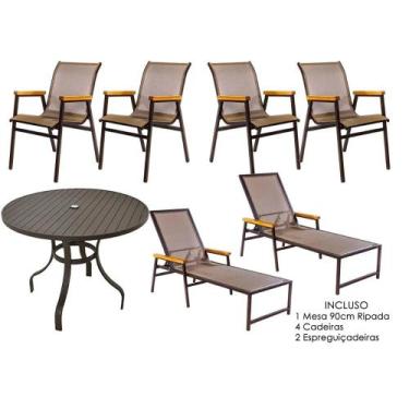 Imagem de Kit Completo De Área Externa Cadeiras Espreguiçadeiras Mesa - Sarah Mó
