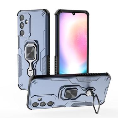 Imagem de SORAKA Capa para Samsung Galaxy A25 5G com suporte de metal rotativo de 360 graus peça magnética de ferro para suporte magnético de telefone para carro azul