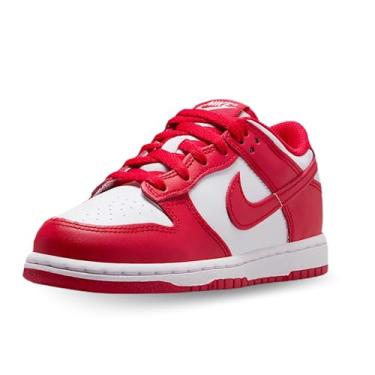 Imagem de Nike Tênis infantil Dunk Low (FB9108-119, branco/vermelho universitário), Branco/vermelho universitário, 13 Little Kid