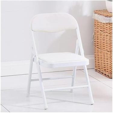Imagem de NEWCES Cadeira dobrável cadeira dobrável estofada assento de jantar acolchoado portátil sem braço para sala de estar interior quarto de meninas cadeira de evento forte e resistente (cor: bu, tamanho: 21 polegadas)