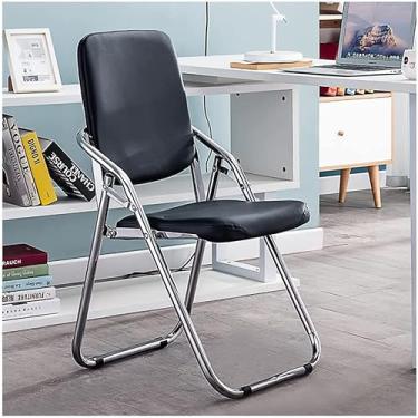 Imagem de NEWCES Cadeira dobrável cadeira dobrável estofada couro PU assento de jantar acolchoado portátil para casa quarto hotel café quarto menina cadeira de evento forte e resistente (cor: Y, tamanho: 32 polegadas)