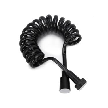 Imagem de Mangueira de chuveiro com mola bidê, controle de pressão de água ajustável portátil tubo de pulverizador flexível de latão retrátil anti-torção esticável até 2 metros Lavagem feminina para uso doméstico banheiro encanamento vaso sanitário