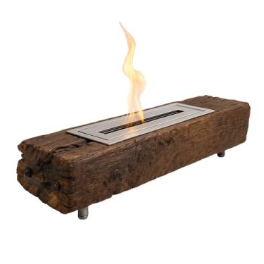 Imagem de Lareira Ecológica em Madeira Centenária Nobre de Dormente com Alça Portátil Sustentável e Sofisticada para Ambientes Modernos