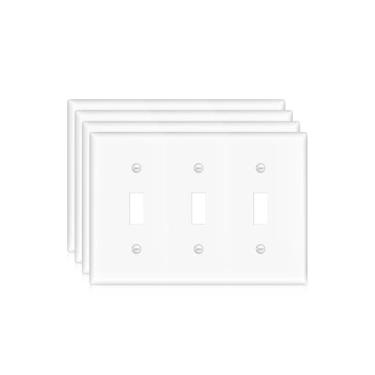 Imagem de [Pacote com 4] Placa de parede brilhante para interruptor, capa montada com 3 parafusos, termoplástico de policarbonato durável, acabamento brilhante, tamanho padrão