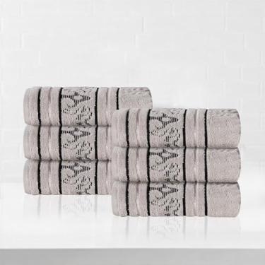 Imagem de Superior Conjunto de toalhas de mão de algodão, toalhas pequenas, artigos básicos de banheiro absorventes macios de pelúcia, essenciais para casa, spa, salão, hotel, cozinha, secagem rápida de luxo