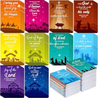 Imagem de Tenceur 100 pçs mini bloco de notas de Natal tema de presépio meias cristãs enchimento caderno de natal para crianças versículo bíblico blocos de notas 10 estilos para escola material de escritório lembrancinhas de festa de Natal noite santa