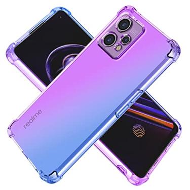 Imagem de KOARWVC Capa para Realme 9 Pro+ 5G/Realme 9 4G/Realme Narzo 50 Pro, capa transparente gradiente fina antiarranhões TPU à prova de choque capa protetora para celular para Realme 9 Pro Plus (roxo/azul)