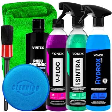 Imagem de Kit Hydrox Fast 500ml Vonixx Sintra Fast 500ml Vonixx V-Floc 500ml Vonixx Pneu Pretinho 500ml Vintex e Acessórios Karbox