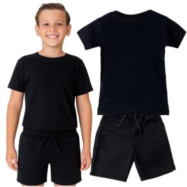 Imagem de Kit Camiseta e Bermuda Short Infantil Menino Roupa Conjunto de Verão J