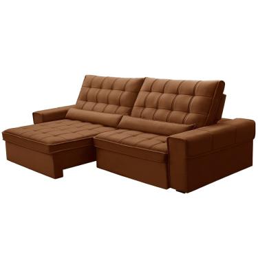 Imagem de Sofá Retrátil Reclinável Para Sala 4 Lugares 290cm Nebrasca F04 Veludo Terracota - Lyam Decor