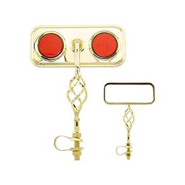 Imagem de Lowrider Espelho retangular dourado com refletores vermelhos. Espelho de bicicleta, espelho de bicicleta, peças de bicicleta, peças de bicicleta