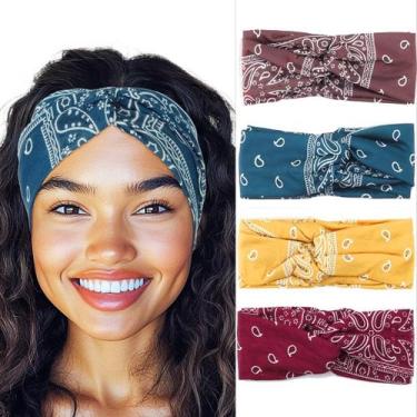 Imagem de Bandanas Urieo Boho Head Turban Sport Yoga Women x4