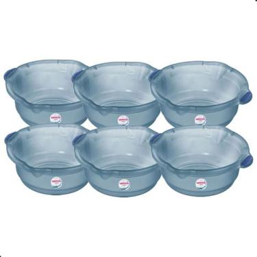 Imagem de Kit 6 Bacia Plastica Para Limpeza e Uso Geral Hydrus Azul 5L Sanremo