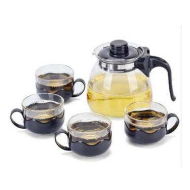 Imagem de Chaleira Bule Infusor 1L E 4 Xícaras Em Vidro Chá Jarra Vai