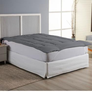 Imagem de Protetor Colchão Pillow Top Casal King Micropercal 400 Fios 100% Poliéster Extra Macio - Cinza